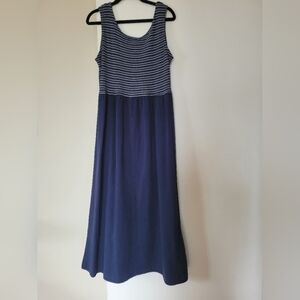Vintage Navy Blue Sleeveless Midi Dress 10